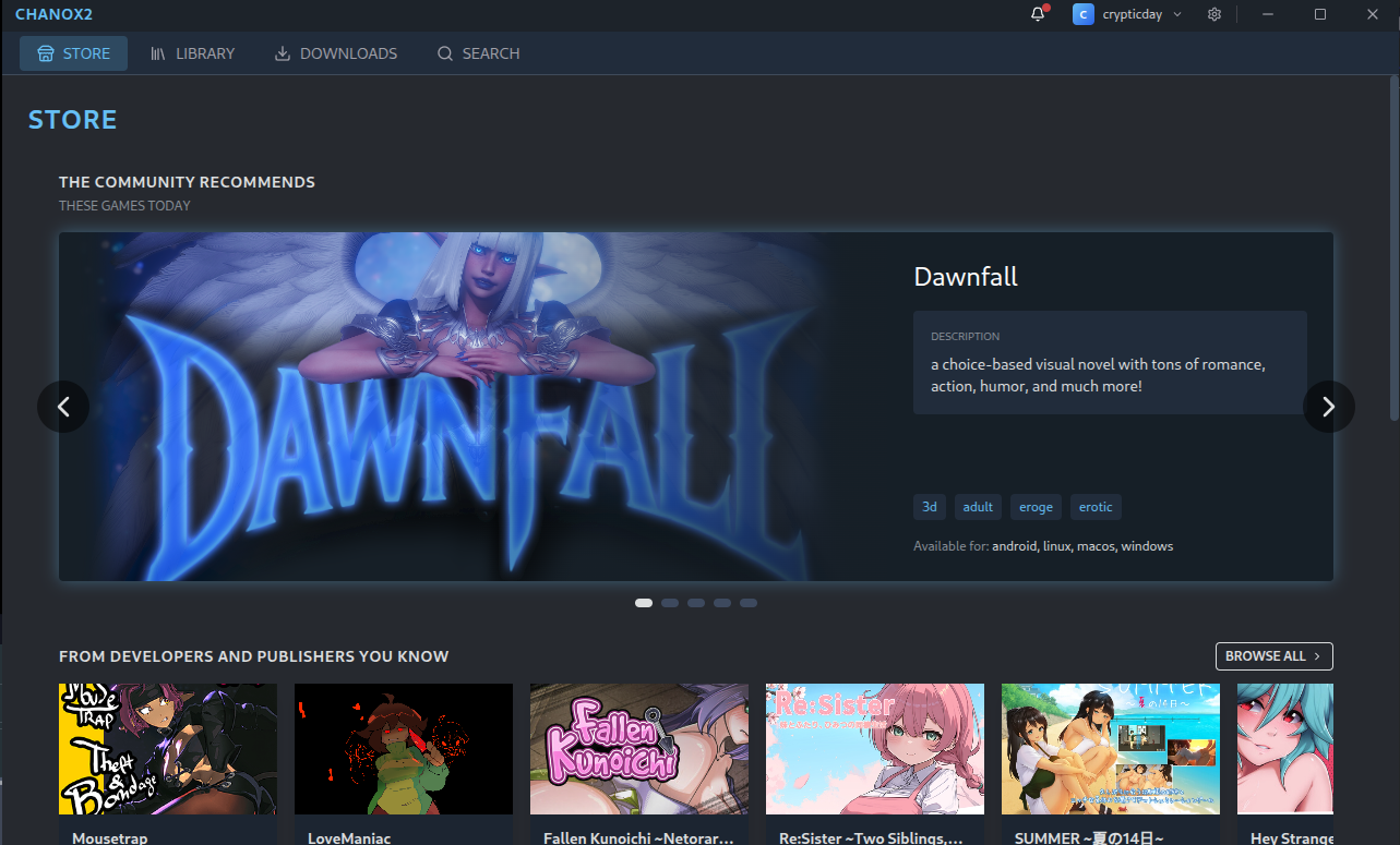 ChanoX2 Library Screen